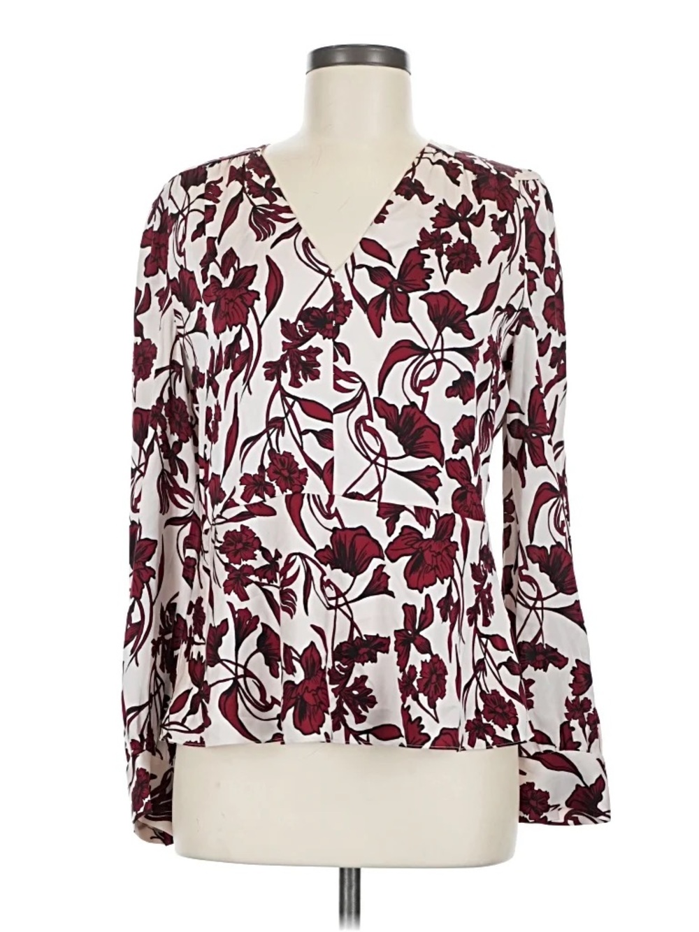 Lewit Silk Blouse with burgundy Floral Print